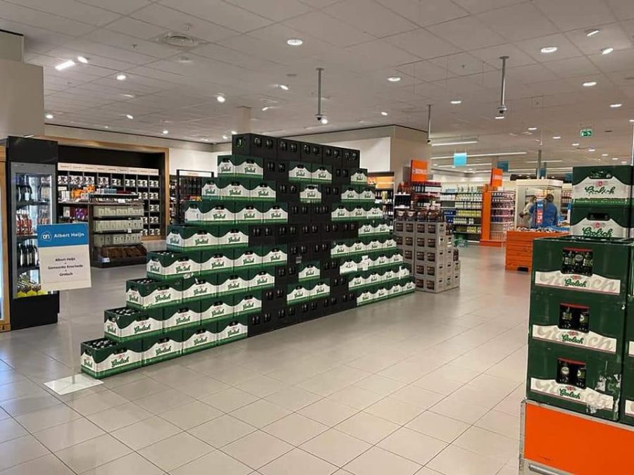 Stadswapen Enschede in Albert Heijn van Grolsch-kratjes